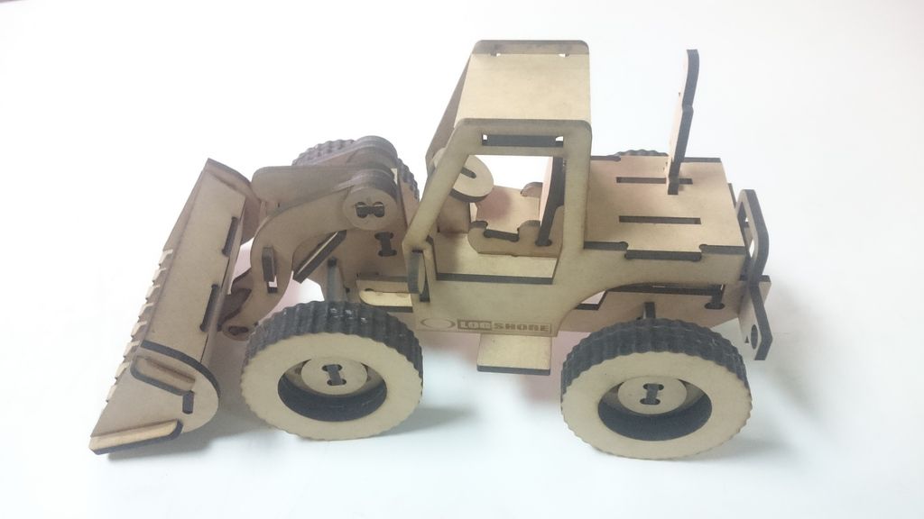 Laser Cut Bulldozer Wooden 3D Model Puzzle