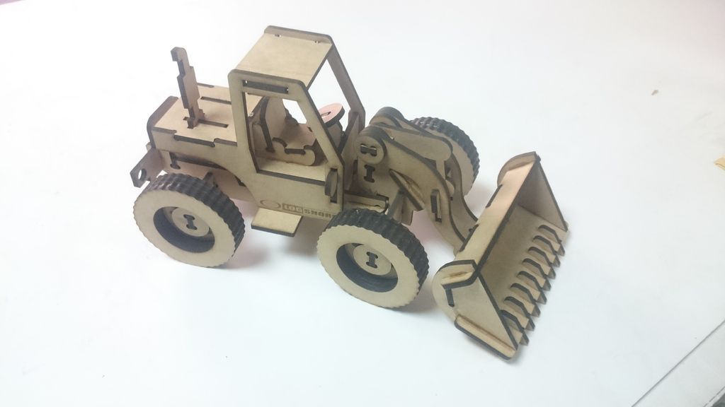 Laser Cut Bulldozer Wooden 3D Model Puzzle