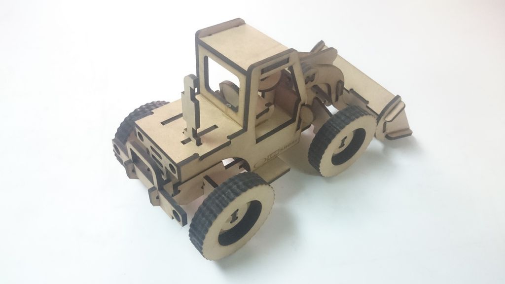 Laser Cut Bulldozer Wooden 3D Model Puzzle