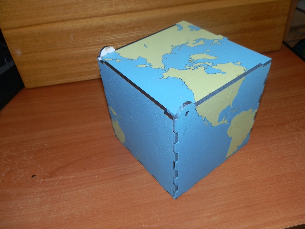 Laser Cut Wooden World Map Storage Box