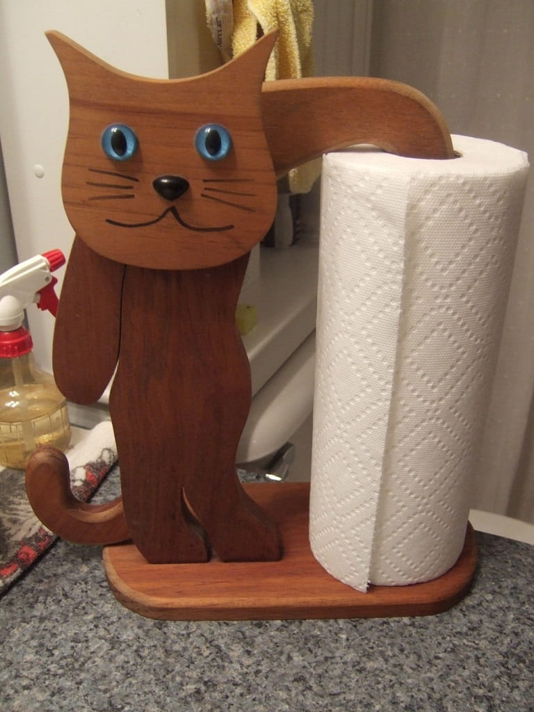 Laser Cut Cat Paper Towel Holder Kitchen Tissue Holder