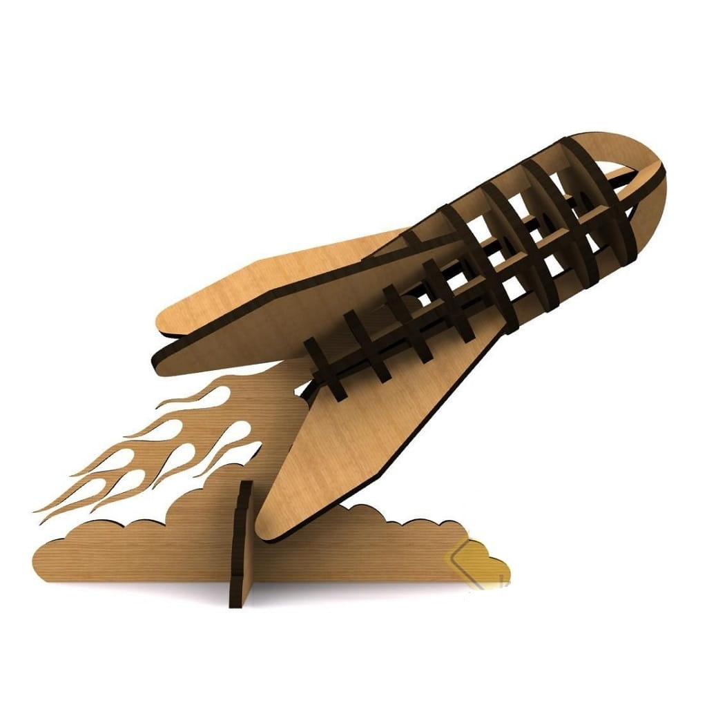 Laser Cut MK2 Rocket 3D Puzzle Wood Model