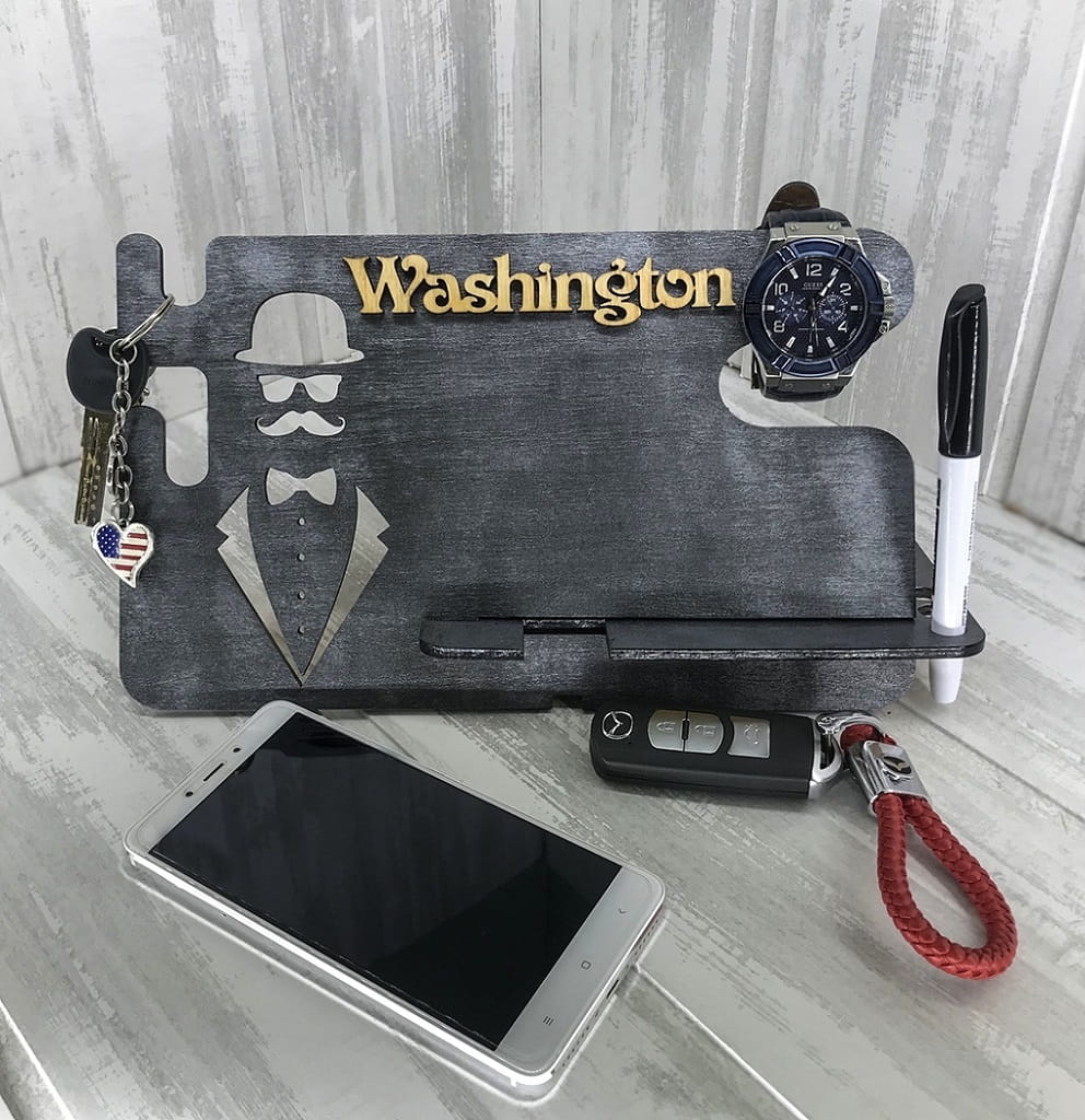 Laser Cut Wooden Charging Stand Dock Station