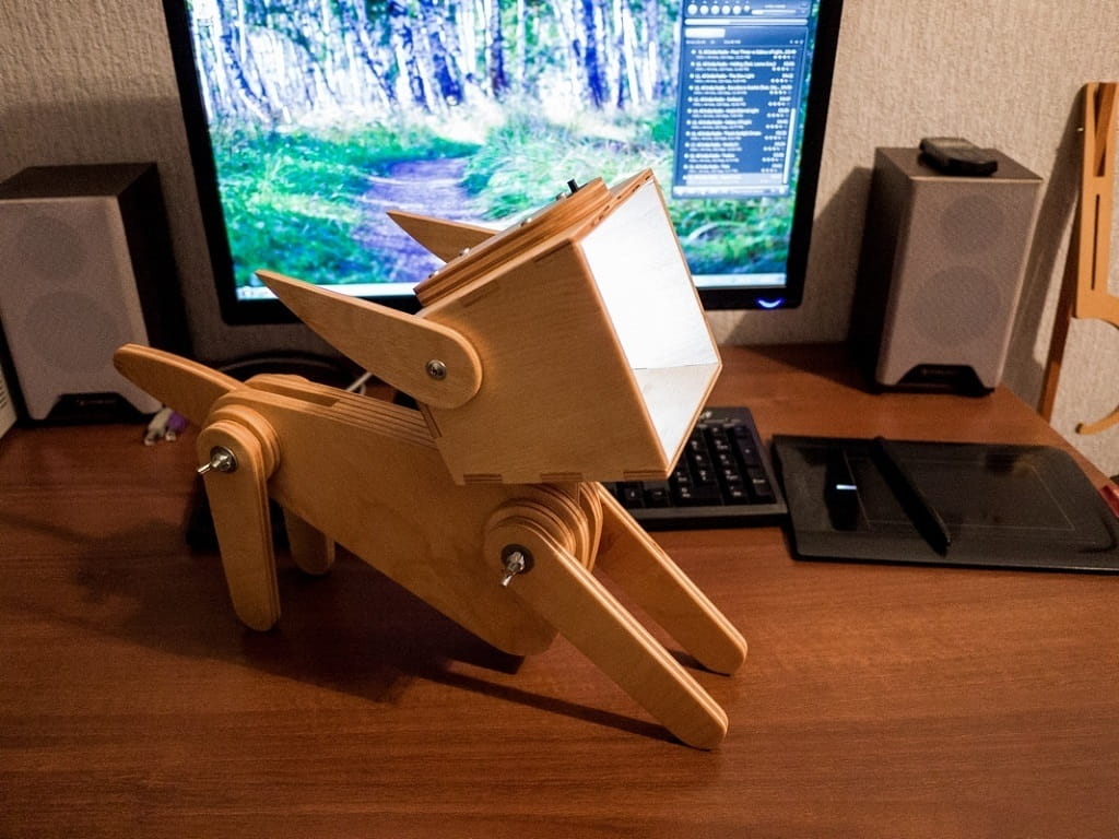 Laser Cut Adjustable Wooden Dog Table Lamp