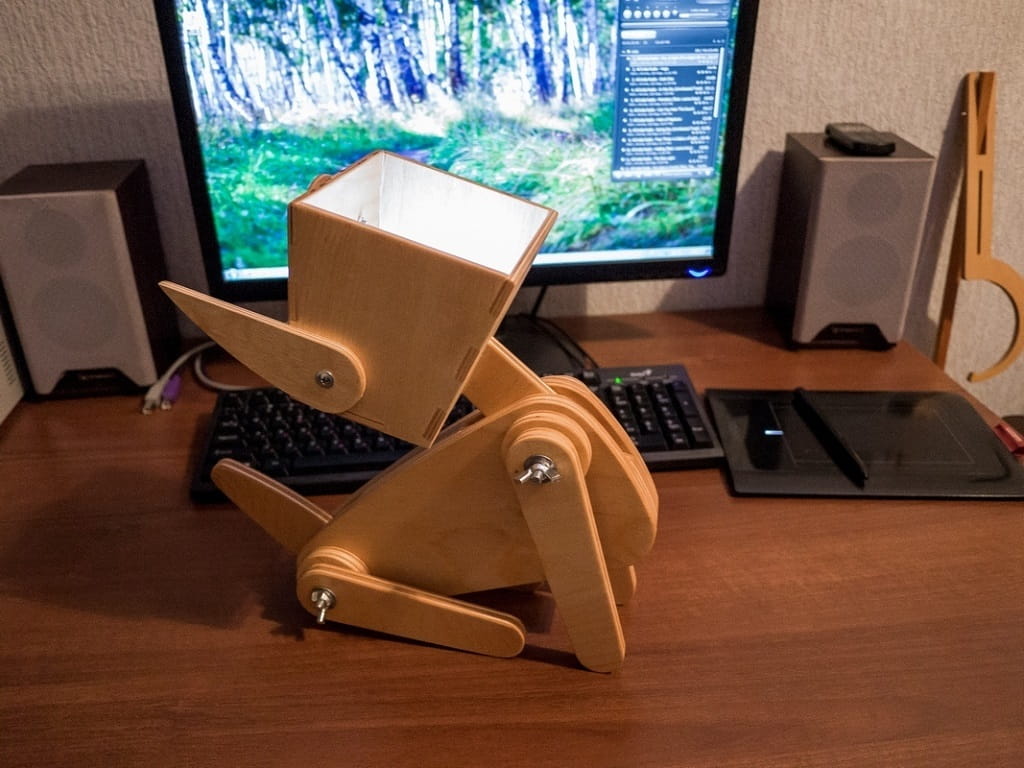 Laser Cut Adjustable Wooden Dog Table Lamp