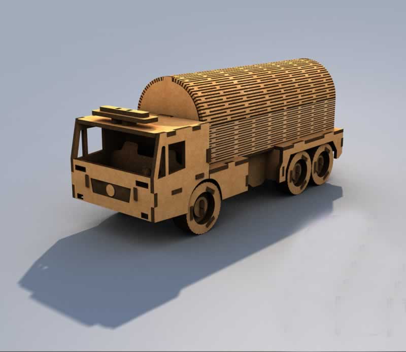 Laser Cut Water Tanker Truck 3D Puzzle Model