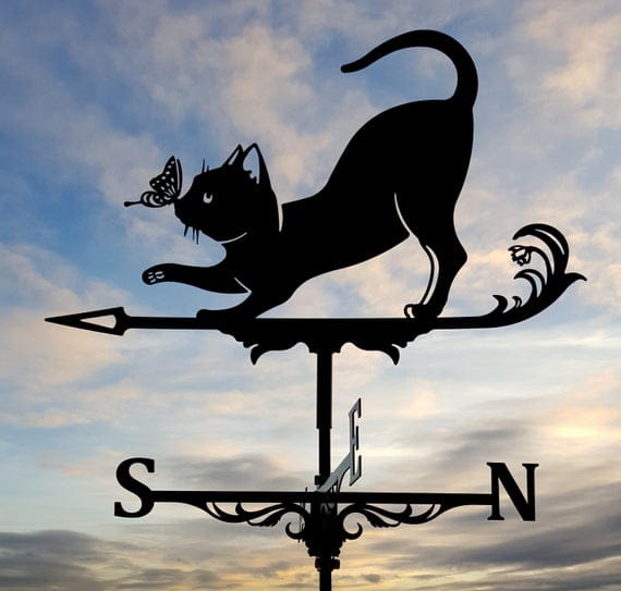 Laser Cut Cat and Butterfly Weathervane