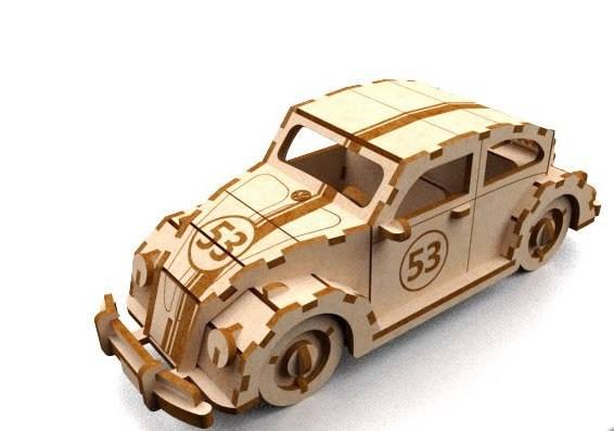 Laser Cut Herbie Volkswagen Beetle 3D Puzzle Model Kit