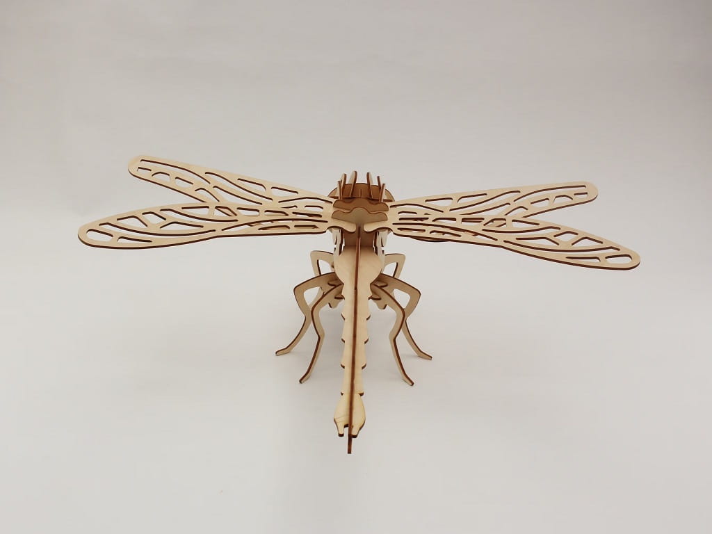 Laser Cut Dragonfly 3D Wood Model