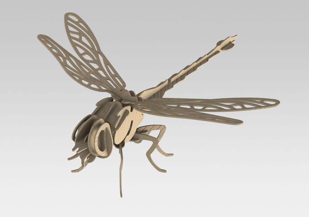 Laser Cut Dragonfly 3D Wood Model