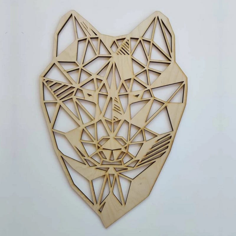 Laser Cut Geometric Wolf Head Wall Art