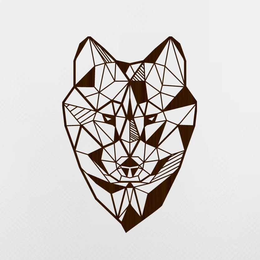 Laser Cut Geometric Wolf Head Wall Art