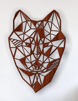 Laser Cut Geometric Wolf Head Wall Art