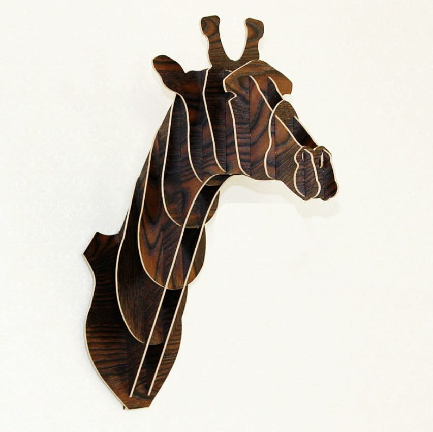 Laser Cut Giraffe Head Trophy Wall Decor