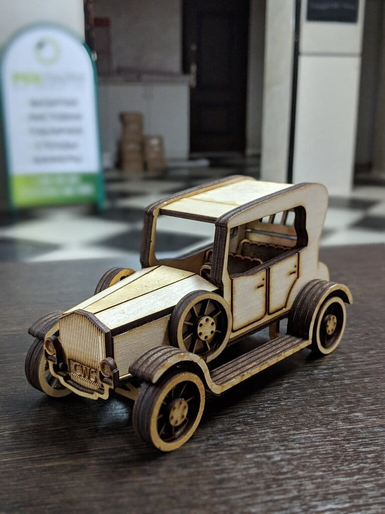 Laser Cut Miniature Classic Vintage Car 3D Wood Puzzle