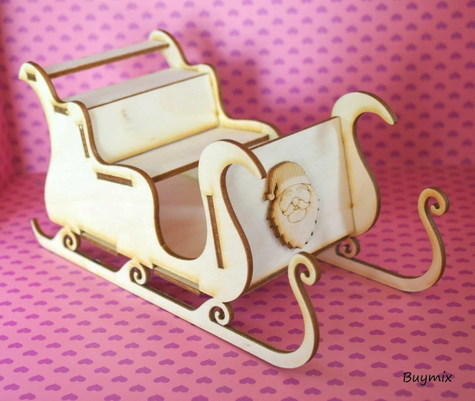 Laser Cut Christmas Wooden Santa Sleigh