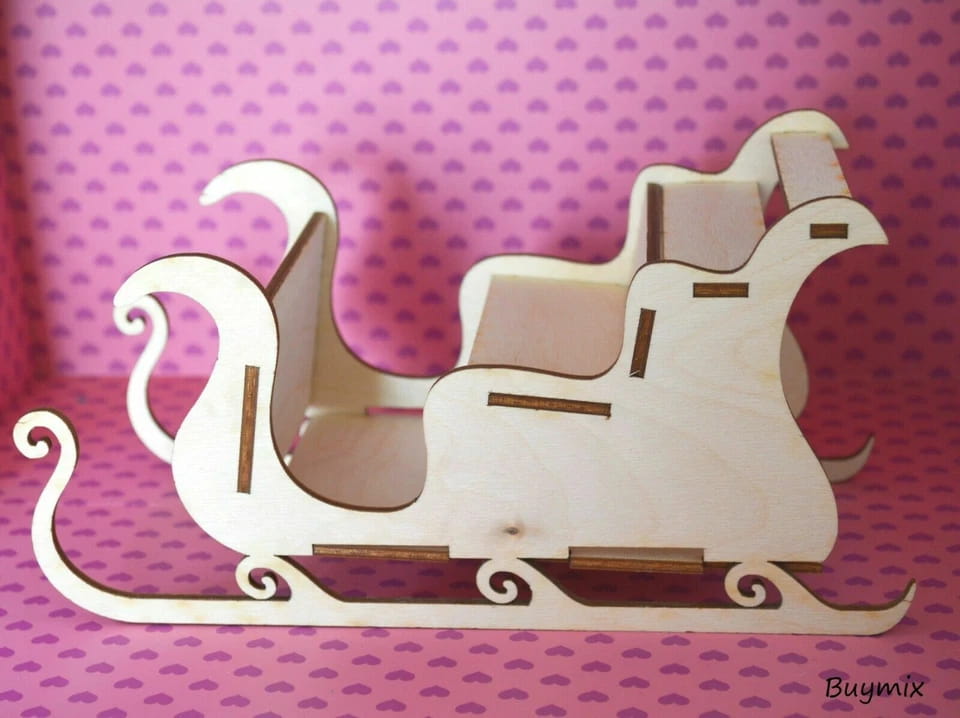 Laser Cut Christmas Wooden Santa Sleigh
