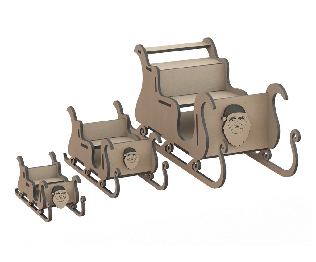 Laser Cut Christmas Wooden Santa Sleigh