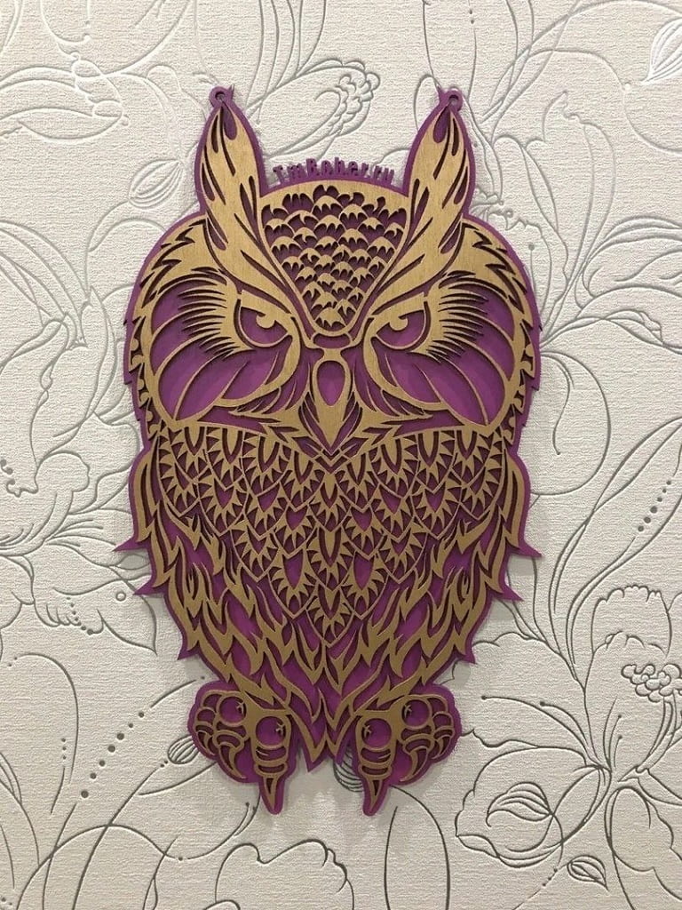 Laser Cut Multilayer Wooden Owl Wall Art