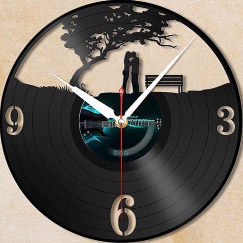 Laser Cut Romantic Couple Vinyl Record Wall Clock