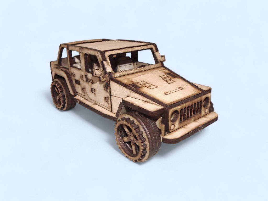 Laser Cut Toy Jeep 3D Wood Model