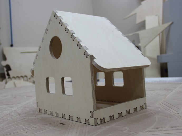 Laser Cut Wooden Bird Feeder House