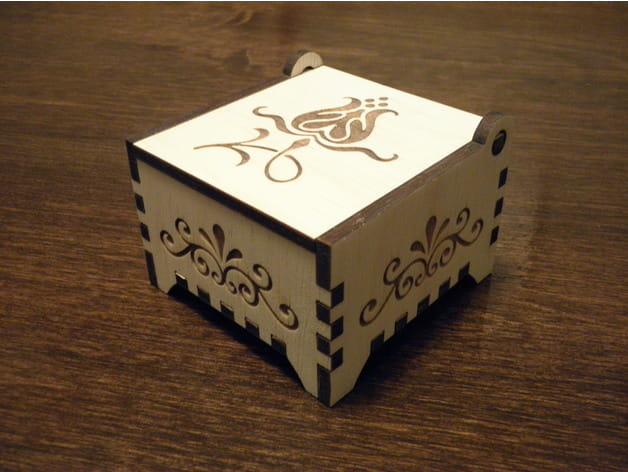 Laser Cut Wooden Trinket Box with Hinged Lid