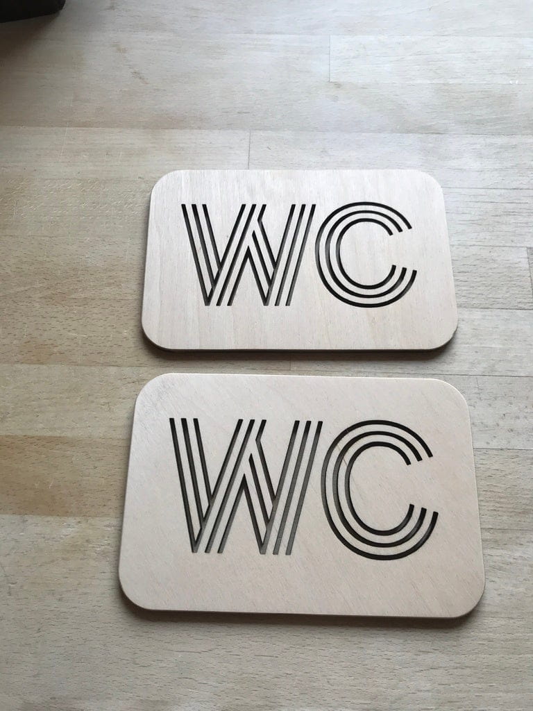 Laser Cut Wooden WC Toilet Sign