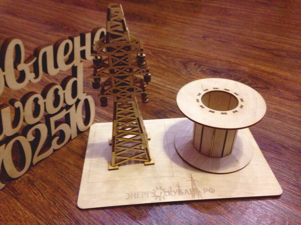 Laser Cut Electricity Tower With Round Pencil Holder