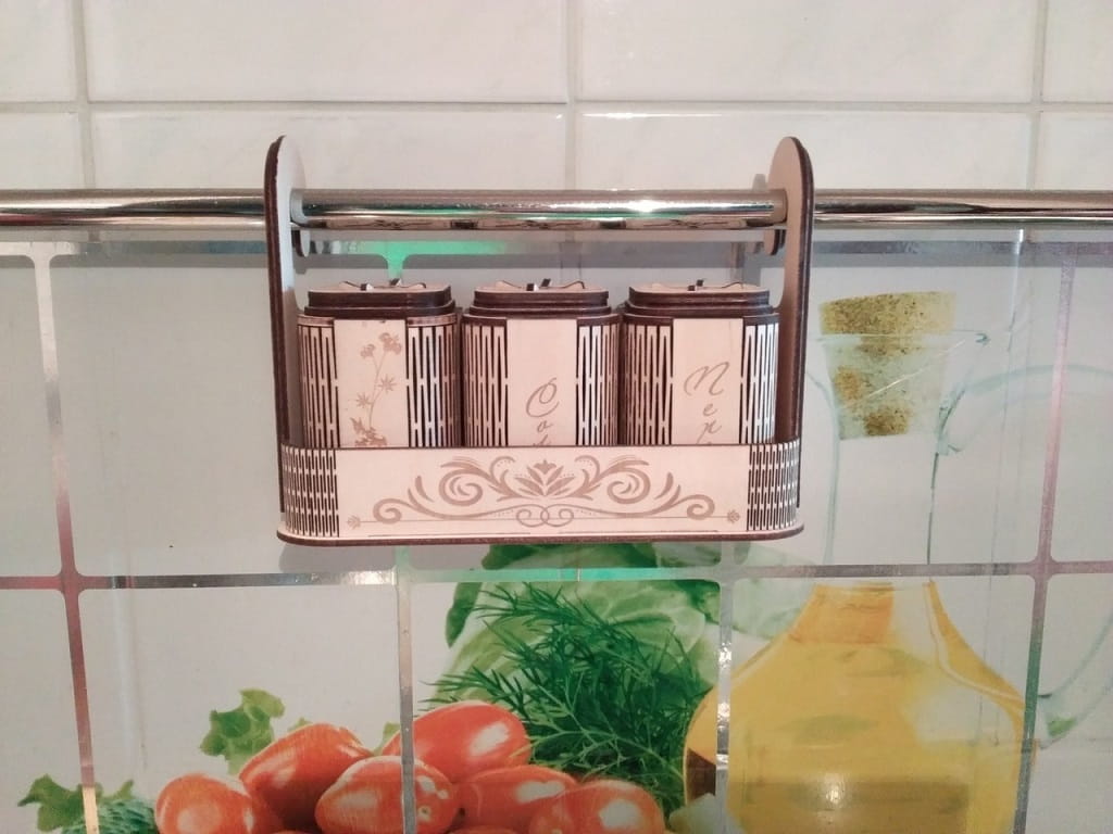 Laser Cut Hanging Spice Rack With Boxes 5 Sizes