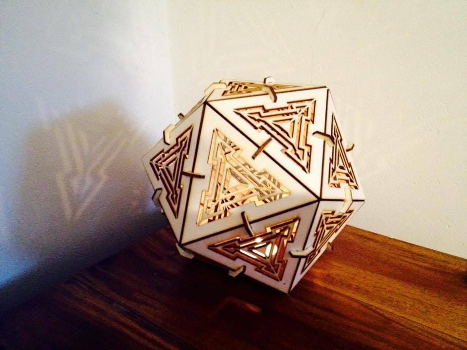 Laser Cut Icosahedron Shadow Lamp