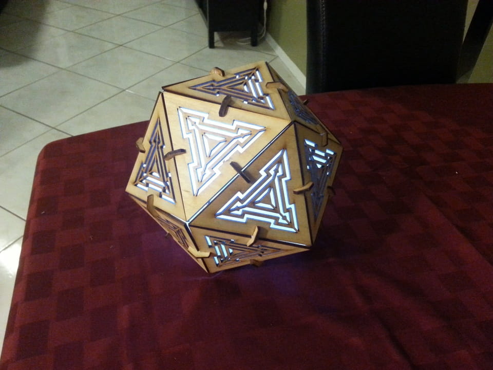 Laser Cut Icosahedron Shadow Lamp