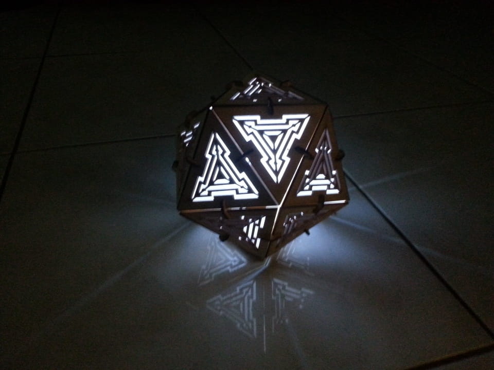 Laser Cut Icosahedron Shadow Lamp