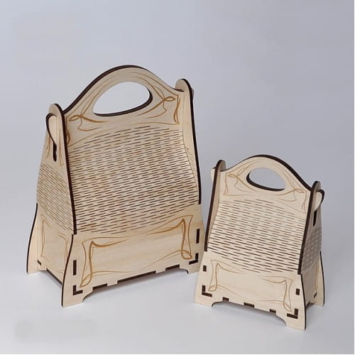 Laser Cut Wood Top Handle Handbag