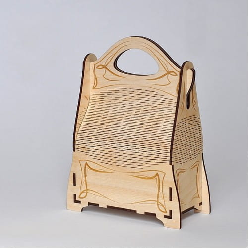 Laser Cut Wood Top Handle Handbag