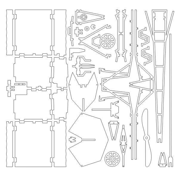 Laser Cut Miniature Toy Plane 3D Wood Model Kit