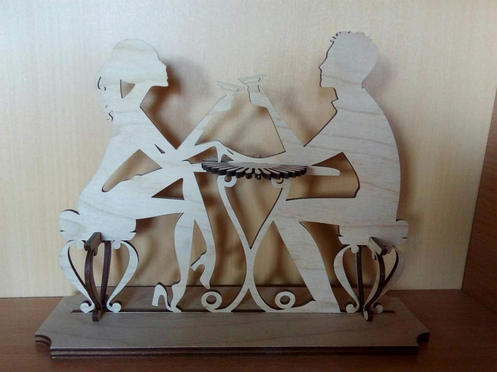 Laser Cut Couple Toasting Martini Napkin Holder
