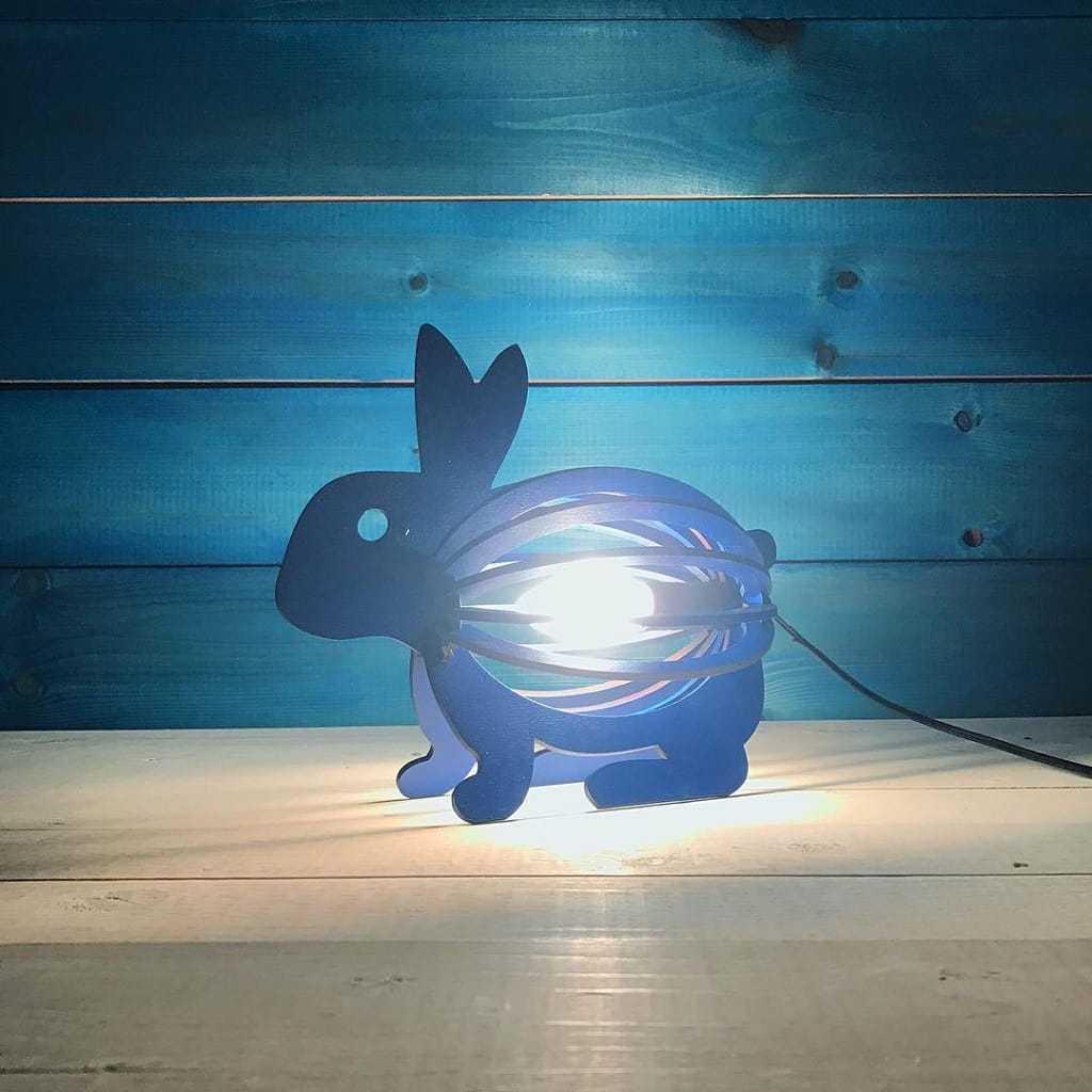 Laser Cut Wooden Bunny Night Light Lamp