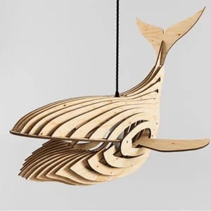 Laser Cut Wood Whale Lamp Shade