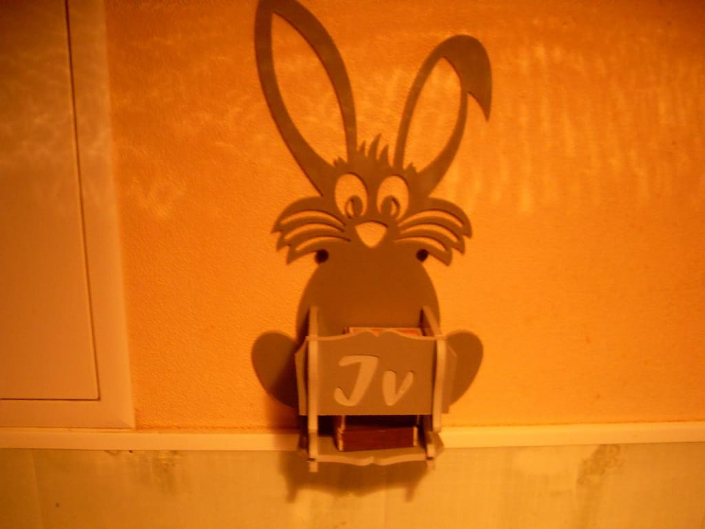 Laser Cut Wall Mounted Bunny Match Holder