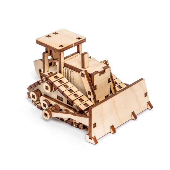 Laser Cut Bulldozer Wood Model Puzzle Kit