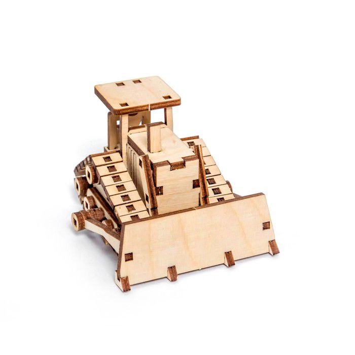 Laser Cut Bulldozer Wood Model Puzzle Kit