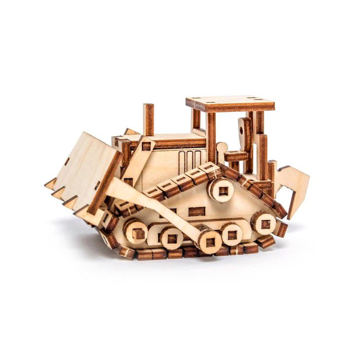 Laser Cut Bulldozer Wood Model Puzzle Kit