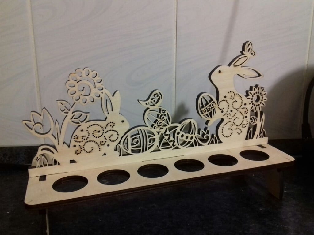 Laser Cut Easter Bunny Egg Display Holder Tray