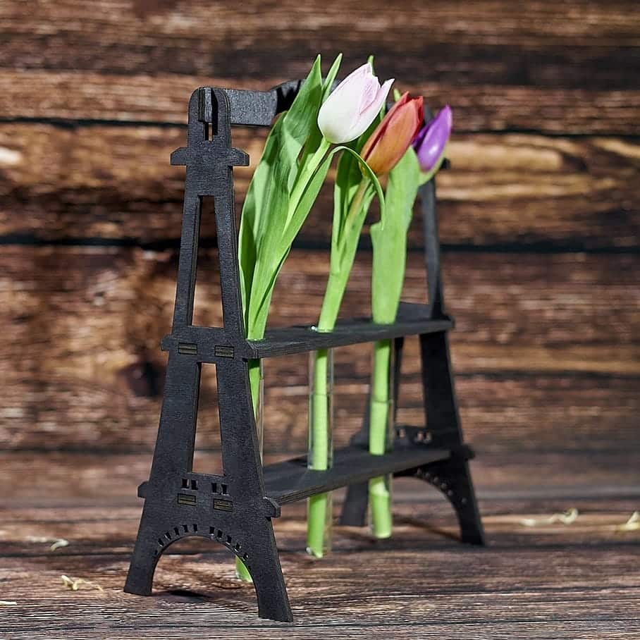 Laser Cut Eiffel Tower Flask Flower Vase Holder