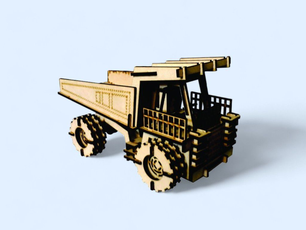 Laser Cut Mining Truck 3D Wood Puzzle Model