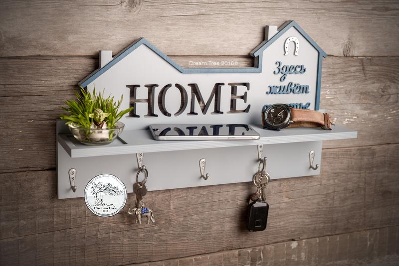 Laser Cut Home Key Holder Wall Mounted Shelf