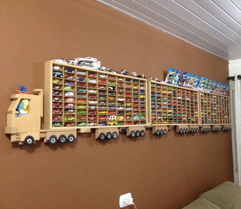 Laser Cut Toy Car Storage Organizer Truck Wall Shelf