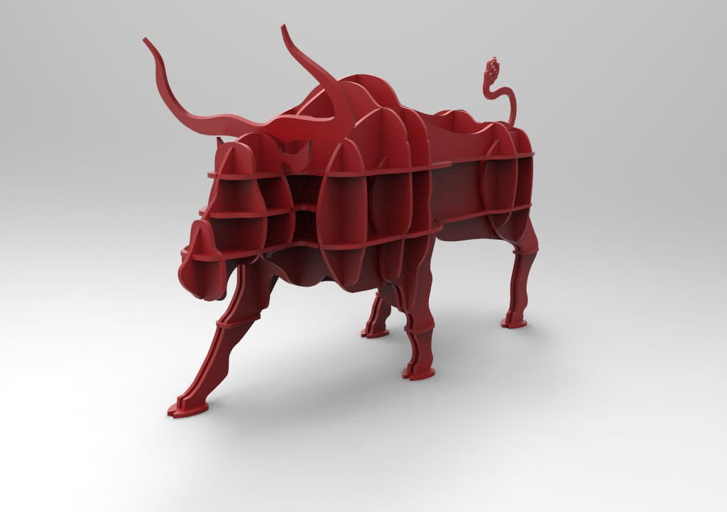 Laser Cut Bull Shelf Standing Storage Shelf