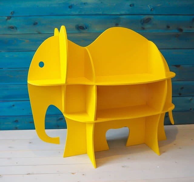 Laser Cut Elephant Bookcase Storage Shelf for Kids Room